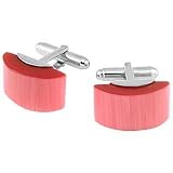 Forzieri Cat's eye - Red/Pink Stone Curved Cufflinks