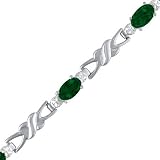 Emerald & Diamond Bracelet In 14K White Gold