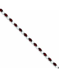 Genuine .925 Sterling Silver Garnet & Cz Bracelet 11.1 Grams . 100% Satisfaction Guaranteed.