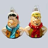 FLINTSTONES Fred Barney HANNA BARBERA Set of 2 Christmas ORNAMENTS