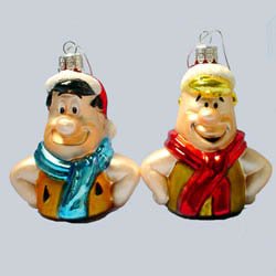 FLINTSTONES Fred Barney HANNA BARBERA Set of 2 Christmas ORNAMENTS