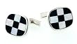 Sterling silver cufflinks with chess or checkerboard mother of pearl and onyx with presentation box