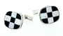 Sterling silver cufflinks with chess or checkerboard mother of pearl and onyx with presentation box