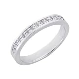 14k White Princess Cut 0.55 Ct Diamond Band Ring - Size 7.0