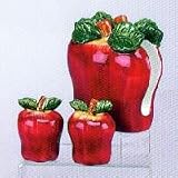 Ceramic Apple Kitchen Table Top Napkin Holder Salt Pepper Set