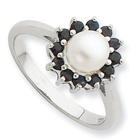 Sterling Silver Rhodium 6mm FW Cult Button Pearl 