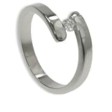 316L Stainless Steel Ring with 3mm cubic zirconia. Width: 3mm