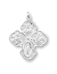 Cross Pendant with Sacred Heart, St. Christopher, Miraculous Medal, and St. Joseph with Jesus