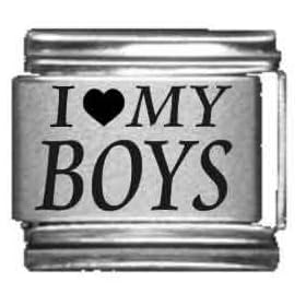 I Heart my Boys Laser Etched Italian Charm