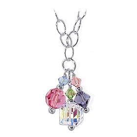 Multi color Swarovski Crystal Silver Chain 14