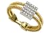 Jewelry : 18K Yellow Gold, Matte-Finish Hand-Woven Double Strand Mesh Ring, Enhanced with Square-Shape Pave Set Diamonds.