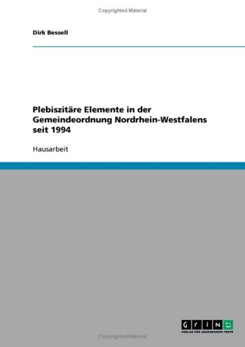 Plebiszit�re Elemente in der Gemeindeordnung Nordrhein-Westfalens seit 1994