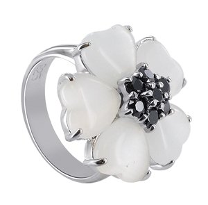 Sterling Silver Band Simulated Pearl Black CZ Accent Ring Size 5 to 10 3148Nm S7mL Sterling Silver Band Simulated Pearl Black CZ Accent Ring Size 5 to 10