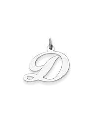 The Ella Medium Fancy Script Initial D Pendant in 14K White Gold