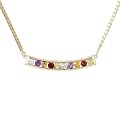 18k Yellow Gold Plated Sterling Silver Genuine Multi-Gemstone Bar Necklace, 18"