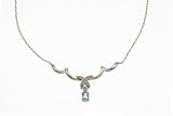 Image of 9ct White Gold Diamond and Blue Topaz Ladies Necklace