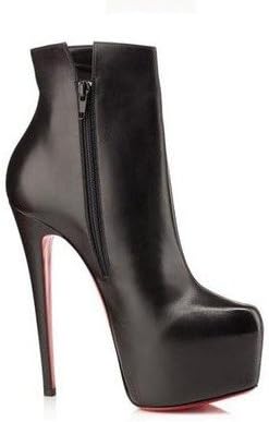 MDR Store@ Fashion Faux Leather High Heels Short Boots Shoes Women's Girls' PU Platform Pumps Black Boot