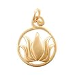 Round Cut Out Lotus Flower Pendant in Gold Vermeil, #8147