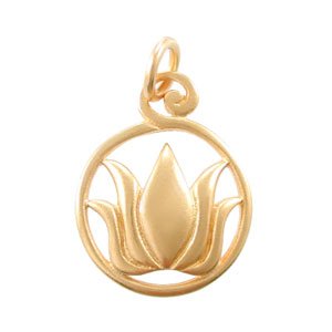 Round Cut Out Lotus Flower Pendant in Gold Vermeil, #8147
