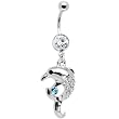 Clear Aqua Gem Splash Dolphin Belly Ring