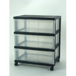 3 Drawer Wide Chest - Black (Black) (25.313