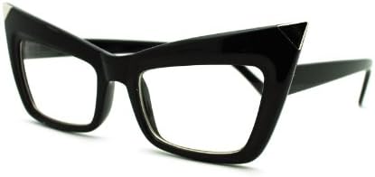 60's Vintage Clear Lens Eyeglasses Iconic Square Cateye Glasses Black
