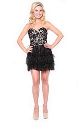 Short Crystal Feathers Applique Lace Beaded Crystals Chiffon/Taffeta/Tulle Prom Dress 
