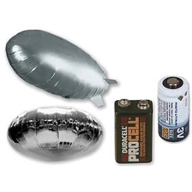 Mach Airship Accessory Bundle Incl Silver Blimp & UFO Saucer Balloons, 3V & 9V... from R/C Blimps