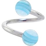 BANGING BLUE Stripe Spiral Twister Belly Ring