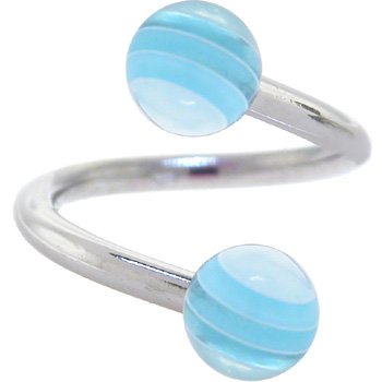 BANGING BLUE Stripe Spiral Twister Belly Ring