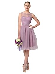 A-line Knee Length Short Tulle Sheer  Beaded Illusion Sweetheart  Dress With Rhinestones