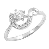 Sterling Silver Ring - Clear CZ - Prong Set - 10 mm x 2 mm, Sizes 4-9
