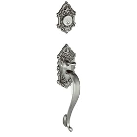 Grande Victorian Handleset Exterior with S-Grip, Antique Pewter Finish #GS73-GVCSGR-HS-SC by Grandeur