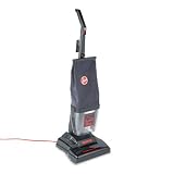 Hoover Products - Hoover - Commercial Lightweight Bagless Upright Vacuum, 12.33 lbs, Black - Sold As 1 Each - Large-capacity E-Z EmptyTM Dirt Cup that saves money; no need to buy and store paper or cloth bags. - High-impact ABS plastic construction assures years of use. - For convenience, it features an automatic carpet or bare floor adjustment with dual brushed edge cleaning, maid's cart hang-up hook, large easy-change Micro-TexTM triple layered bag and a SJT two-wire, 35 foot cable. - Repla