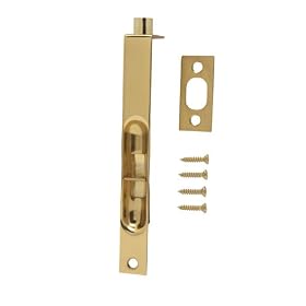 Crown Bolt 62026 6-Inch Square Corner Flush Bolt, Solid Brass