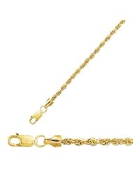 8" 10K Yellow Gold 4.0mm (1/6") Polished Diamond Cut Hollow Sparkle Rope Chain w/ Lobster Clasp