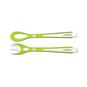 Mebby Baby Cutlery Set (2 x Spoons / 2 x Forks, Lime Green / White)