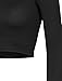 LE3NO Womens Fitted Long Sleeve Crop Top with Stretch, L3NWT1073_BLACK, Medium