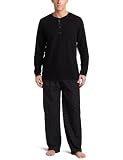 Joseph Abboud Men s Woven Pant with Henley Sleep Set, Black, Small