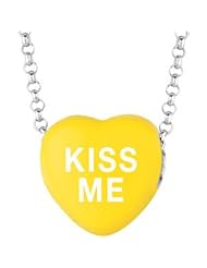 Sweethearts Enamel "Kiss Me" Heart on 16" Necklace Pendant with Gift Box