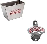 Tablecraft Coca-cola Wall Mount Bottle Opener & Coca-cola Bottle Cap Catcher Set