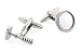 Highly unusual rhodium plated razor and shaving mirror cufflinks with presentation box