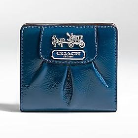 NEW AUTHENTIC COACH MADISON PATENT LEATHER SMALL (MINI) WALLET 43153 (Cobalt Silver)