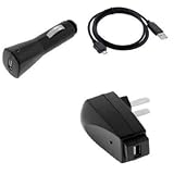 Fosmon USB Data Cable + USB Car Charger + USB Home Travel Charger for T-Mobile HTC myTouch 4G