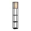Square Floor Lamp with Paper Shade and Shelves - Black/ Beige