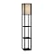 Square Floor Lamp with Paper Shade and Shelves - Black/ Beige
