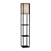 Square Floor Lamp with Paper Shade and Shelves - Black/ Beige