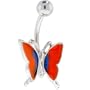 Enamel Butterfly - Orange Belly Button Navel Ring