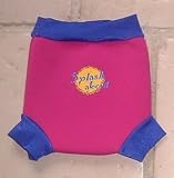 Splash About neoprene Happy Nappy (swim nappy), Pink with Royal Blue rib, Medium (about 3-8 months)