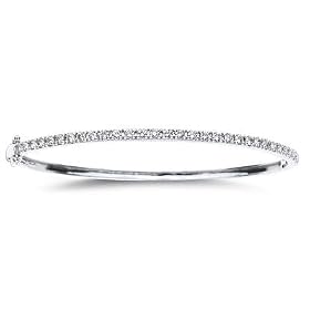 Diamond Stackable Oval Hinged Bangle Bracelet 14k White Gold 7 (1 1/5 Cttw, G Color, SI I Clarity) Diamond Stackable Oval Hinged Bangle Bracelet 14k White Gold 7